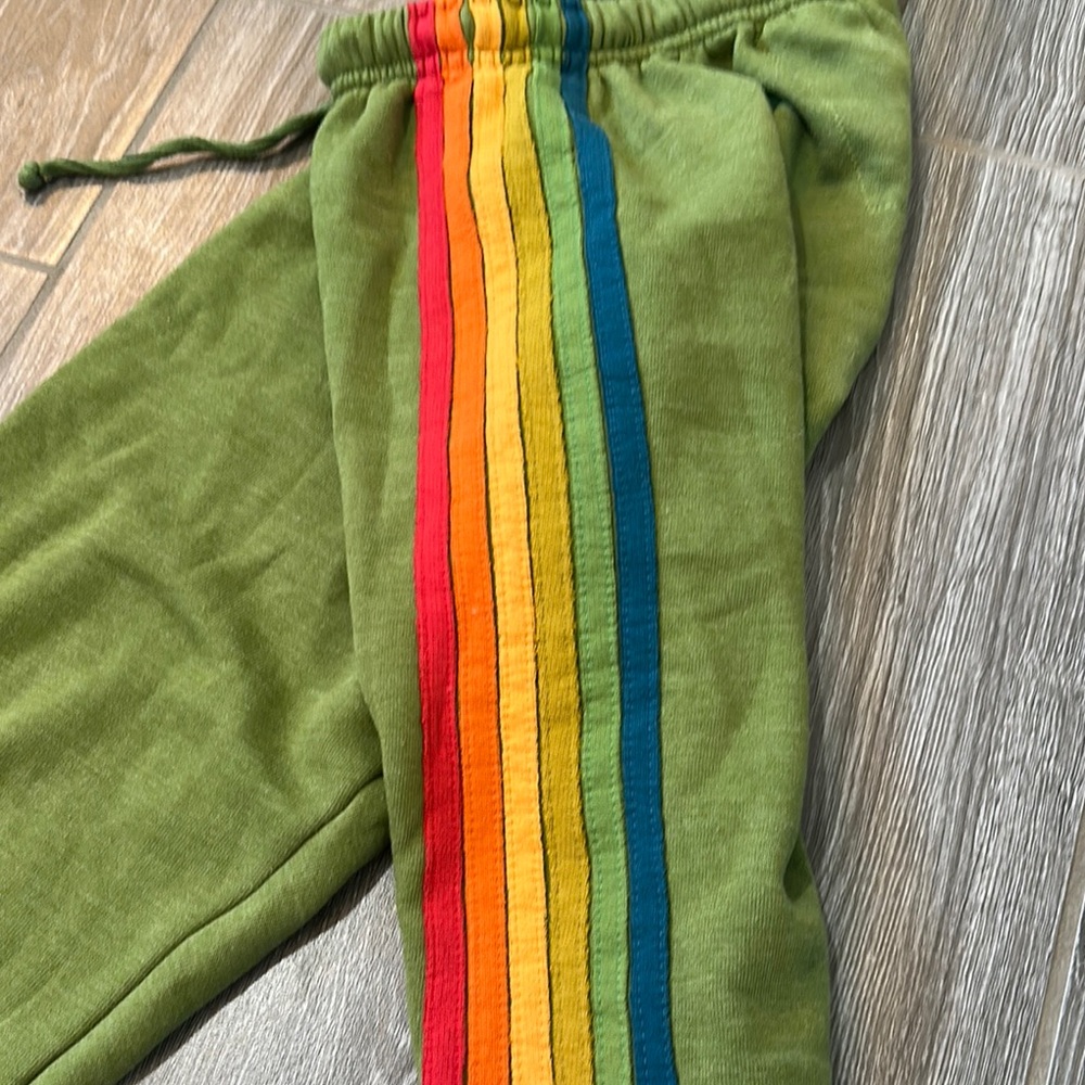 Aviator Nation Olive 6 stripe womens sweatpants Joggers size small - Picture 4 of 7